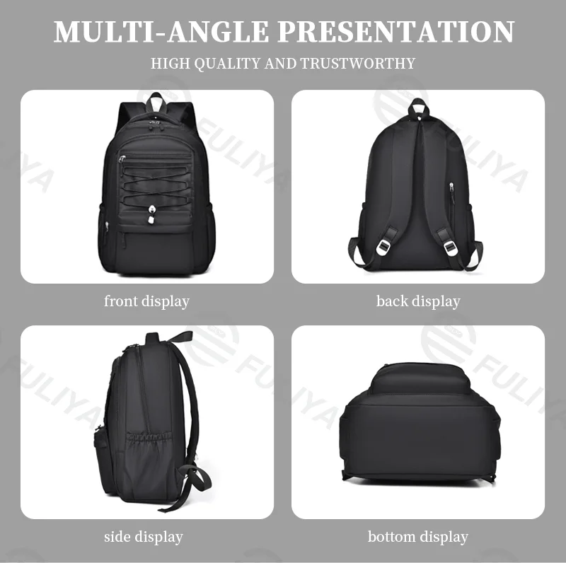 Guangzhou Fuliya Industry Co.,Ltd C-80985 Minimalist unisex backpack with water-resistant, scratch-proof fabric. Features decompression honeycomb straps and multi-pocket storage. For commuting, travel, and school.
