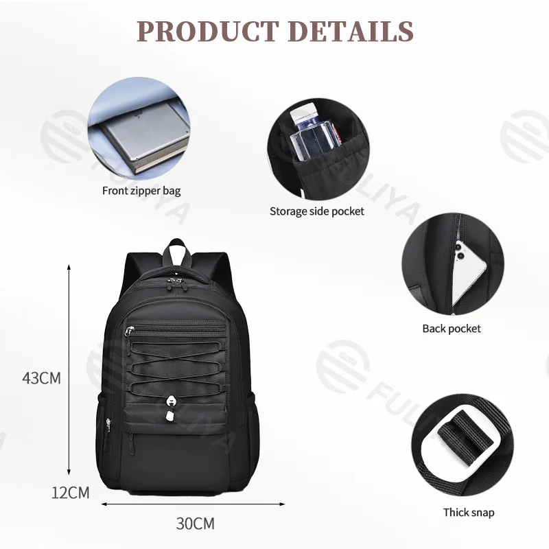 Guangzhou Fuliya Industry Co.,Ltd C-80985 Minimalist unisex backpack with water-resistant, scratch-proof fabric. Features decompression honeycomb straps and multi-pocket storage. For commuting, travel, and school.