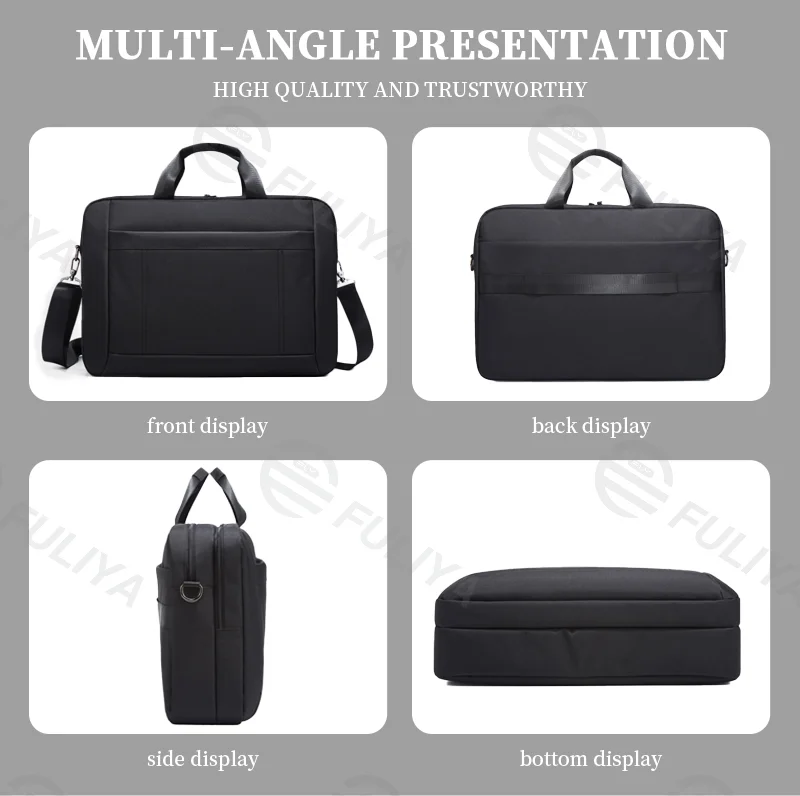 Guangzhou Fuliya Industry Co.,Ltd C-80994 Lightweight business laptop bag, fits 17" laptops. Water-resistant Oxford fabric, organized compartments, padded laptop sleeve, and trolley sleeve. Shoulder/crossbody/hand carry. For commuting and business trips.
