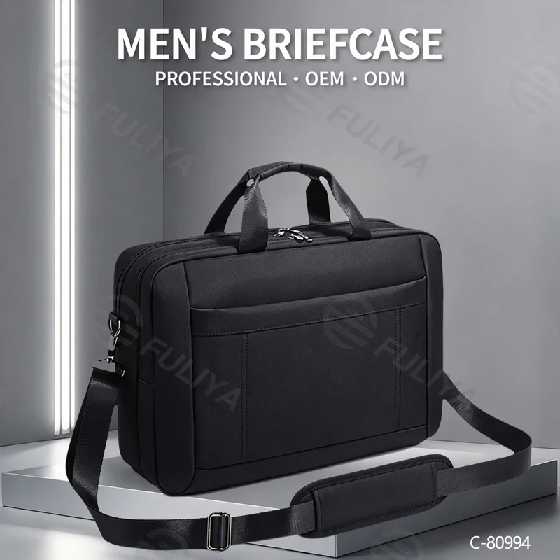 Guangzhou Fuliya Industry Co.,Ltd C-80994 Lightweight business laptop bag, fits 17" laptops. Water-resistant Oxford fabric, organized compartments, padded laptop sleeve, and trolley sleeve. Shoulder/crossbody/hand carry. For commuting and business trips.