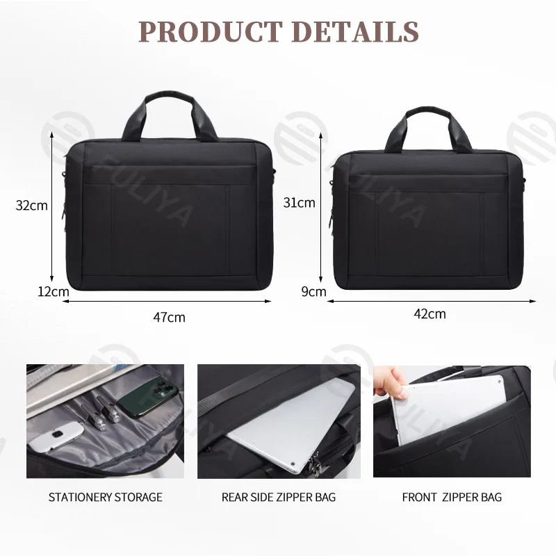 Guangzhou Fuliya Industry Co.,Ltd C-80994 Lightweight business laptop bag, fits 17" laptops. Water-resistant Oxford fabric, organized compartments, padded laptop sleeve, and trolley sleeve. Shoulder/crossbody/hand carry. For commuting and business trips.
