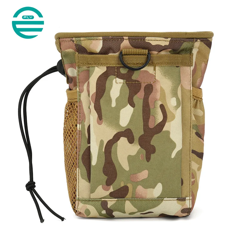 Guangzhou Fuliya Industry Co.,Ltd C-81008 Outdoor tactical pouch, wear-resistant, large capacity, drawstring closure, buckle, D-ring, side pocket, and metal fastener - attaches to belt or backpack for outdoor and daily use.