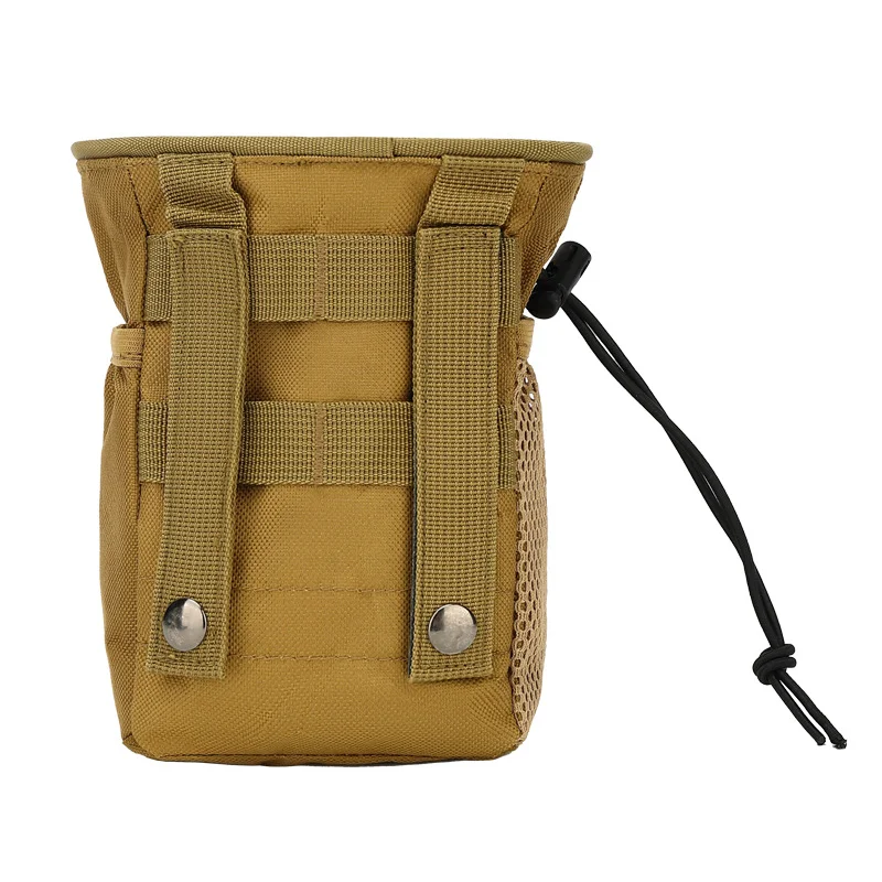 Guangzhou Fuliya Industry Co.,Ltd C-81008 Outdoor tactical pouch, wear-resistant, large capacity, drawstring closure, buckle, D-ring, side pocket, and metal fastener - attaches to belt or backpack for outdoor and daily use.