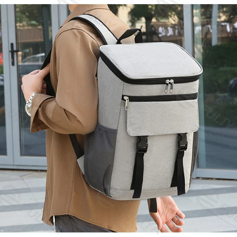 Guangzhou Fuliya Industry Co.,Ltd C-81009 Outdoor insulated cooler backpack, foil lining, large capacity, waterproof easy-clean lining, S-curve straps, and breathable back pad - for picnics, camping, and lunch.