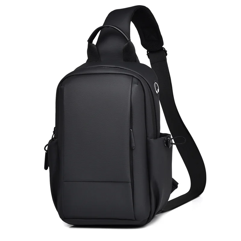 Guangzhou Fuliya Industry Co.,Ltd C-81012 Men's chest bag, water-resistant, large capacity, detachable adjustable strap, front zipper pocket, side pocket, and metal swivel buckle - left/right shoulder switchable for casual, travel, and outdoor.