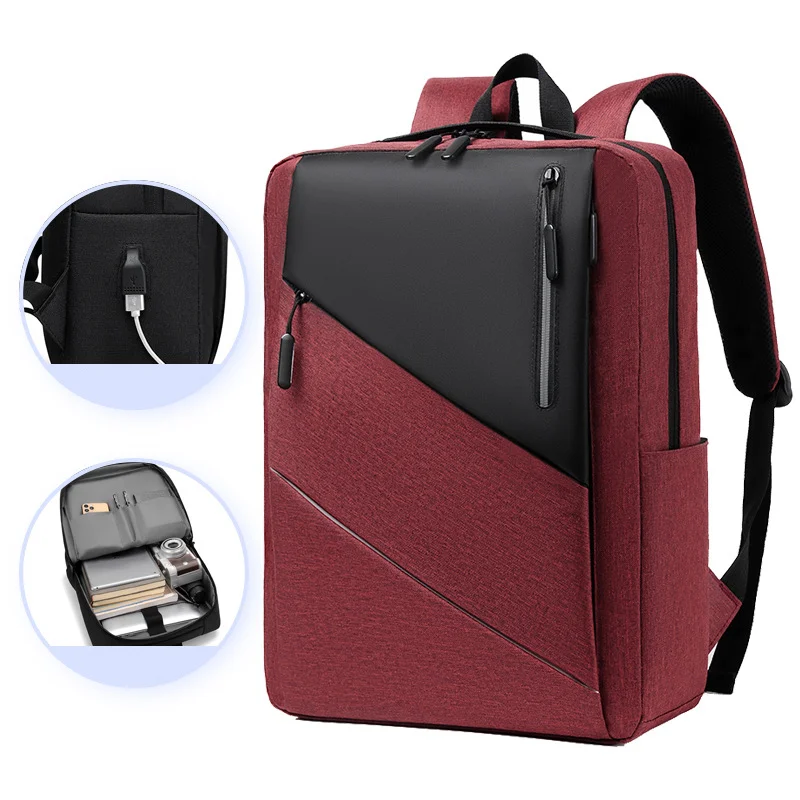 Guangzhou Fuliya Industry Co.,Ltd C-81015 Stylish lightweight backpack, water-resistant, large capacity, laptop compartment, external USB port, comfortable handle, and breathable shoulder straps - for commuting, travel, and casual use.