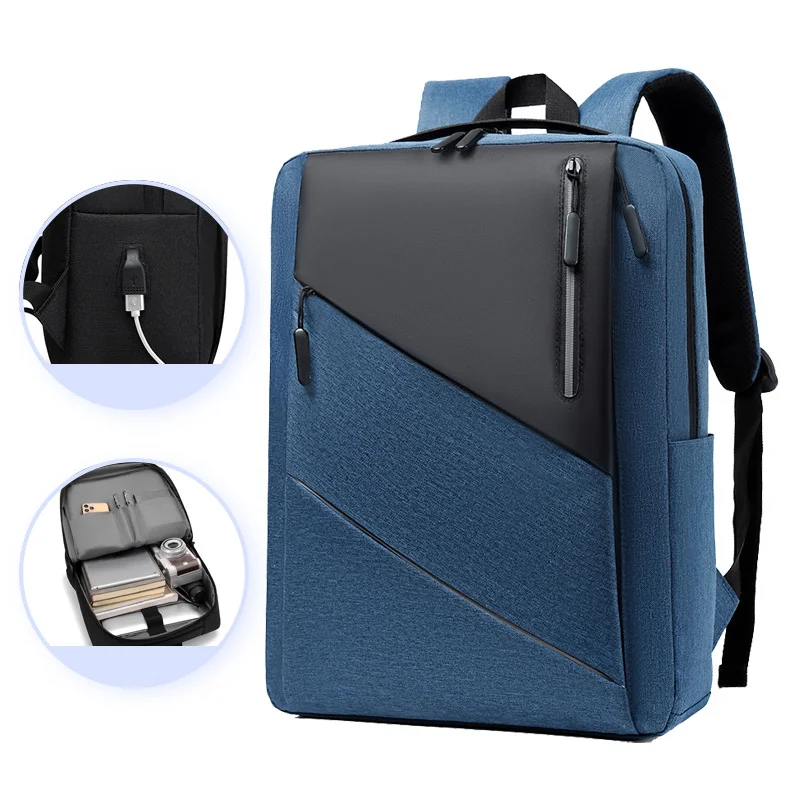 Guangzhou Fuliya Industry Co.,Ltd C-81015 Stylish lightweight backpack, water-resistant, large capacity, laptop compartment, external USB port, comfortable handle, and breathable shoulder straps - for commuting, travel, and casual use.