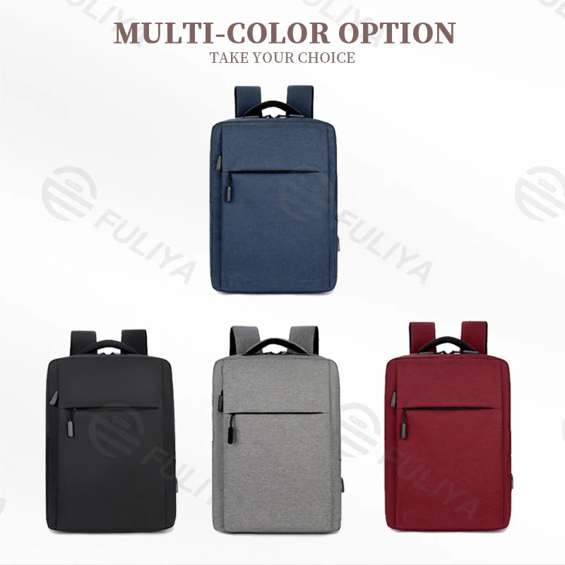 Guangzhou Fuliya Industry Co.,Ltd C-81016Men's business laptop backpack, water-resistant, large capacity, external USB port, and luggage strap, customizable logo - for commuting, business trips, and travel.