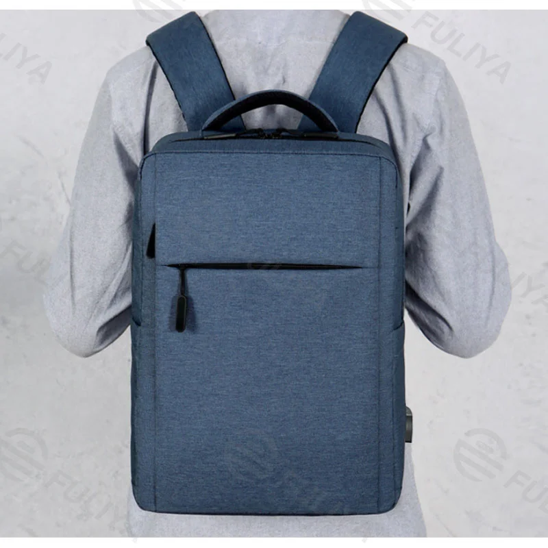 Guangzhou Fuliya Industry Co.,Ltd C-81016Men's business laptop backpack, water-resistant, large capacity, external USB port, and luggage strap, customizable logo - for commuting, business trips, and travel.