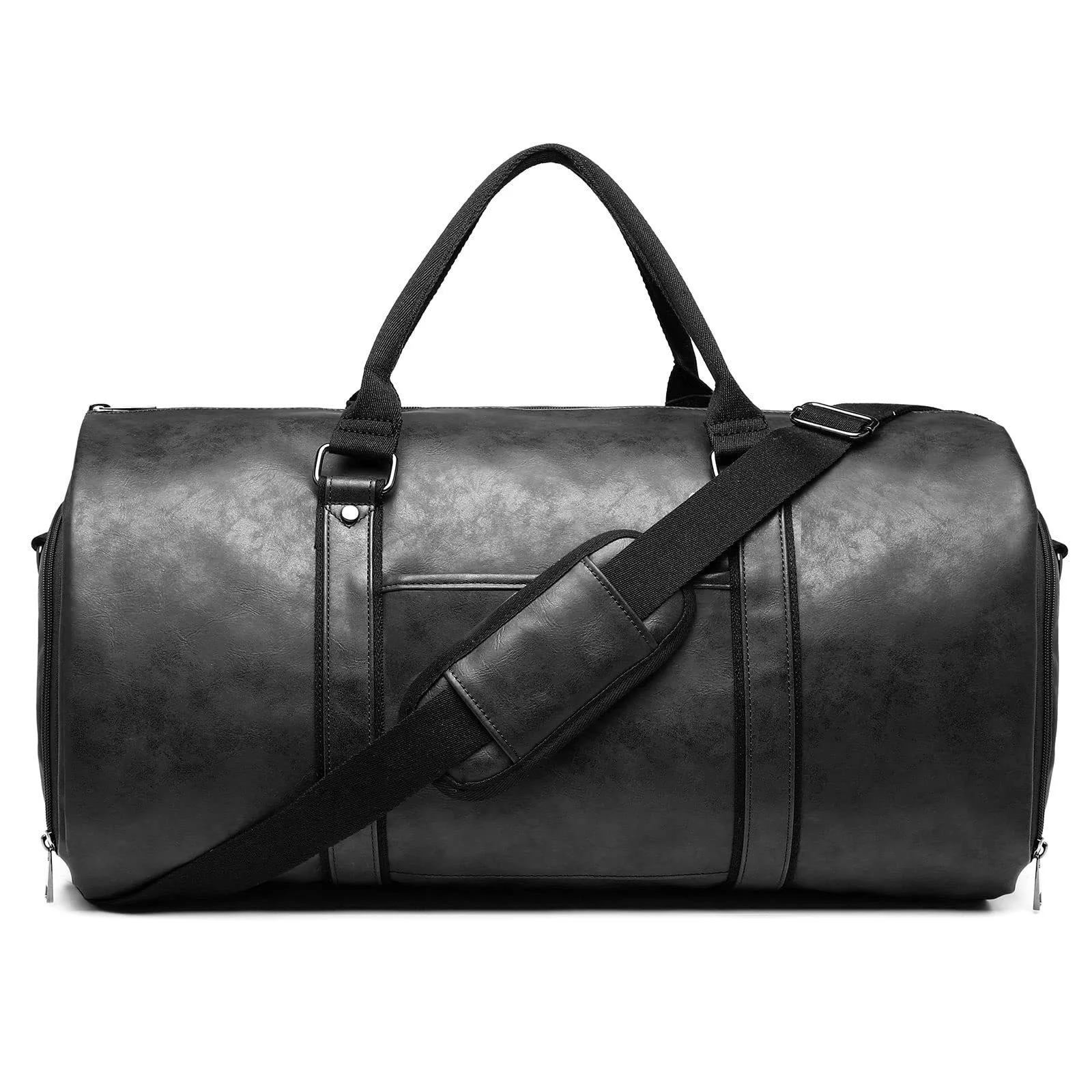 Guangzhou Fuliya Industry Co.,Ltd C-81017  Men's suit travel bag, water-resistant leather, 50L, hanging suit design, shoe compartment, multi-pockets, and luggage strap - converts into a duffel for business trips and travel.