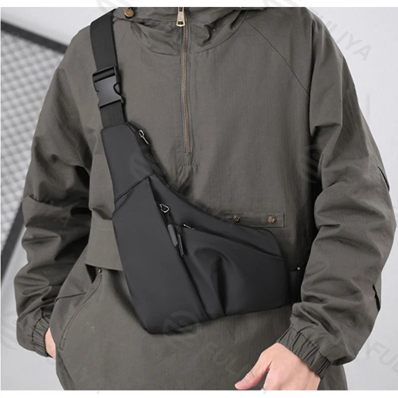 Guangzhou Fuliya Industry Co.,Ltd C-81033 Men's crossbody chest bag, water-resistant and lightweight, large capacity with pockets, smooth zipper, adjustable strap, and quick-release buckle - crossbody or chest carry for casual, sports, and travel.