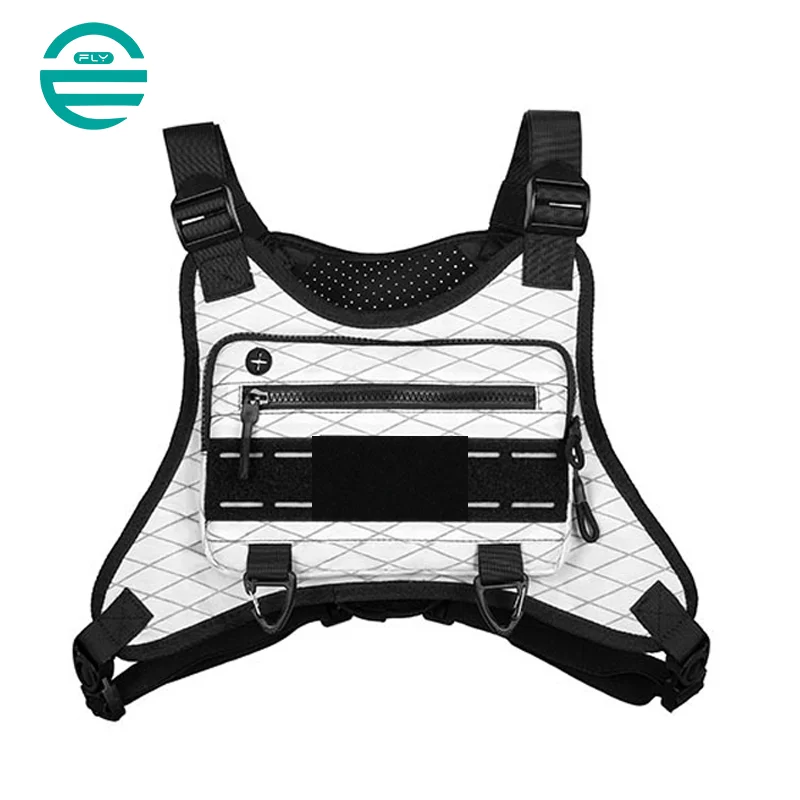 Guangzhou Fuliya Industry Co.,Ltd C-81034 Men's tactical vest chest bag, water-resistant, large capacity, headphone jack, ventilated back, Velcro, and adjustable straps - vest or chest carry for sports, outdoor, and casual.
