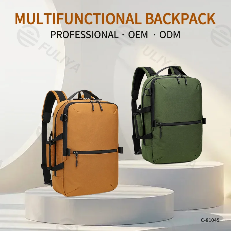 Guangzhou Fuliya Industry Co.,Ltd C-81045 Large-capacity multi-functional Oxford backpack, anti-theft, laptop compartment, side pocket, detachable strap, and luggage strap - backpack or shoulder carry for business, commuting, and travel.