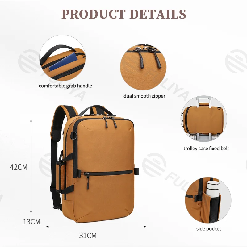 Guangzhou Fuliya Industry Co.,Ltd C-81045 Large-capacity multi-functional Oxford backpack, anti-theft, laptop compartment, side pocket, detachable strap, and luggage strap - backpack or shoulder carry for business, commuting, and travel.