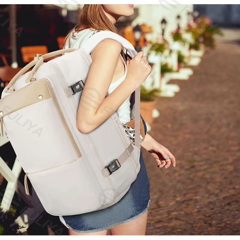 Guangzhou Fuliya Industry Co.,Ltd C-81049 Large-capacity travel backpack, expandable, laptop compartment, shoe compartment, USB port, hidden pocket, tote handle, and luggage strap - hand or backpack carry for travel, business trips, and daily use.