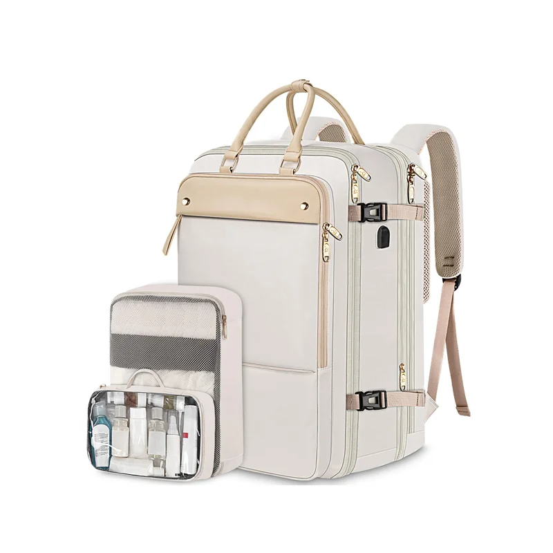 Guangzhou Fuliya Industry Co.,Ltd C-81049 Large-capacity travel backpack, expandable, laptop compartment, shoe compartment, USB port, hidden pocket, tote handle, and luggage strap - hand or backpack carry for travel, business trips, and daily use.