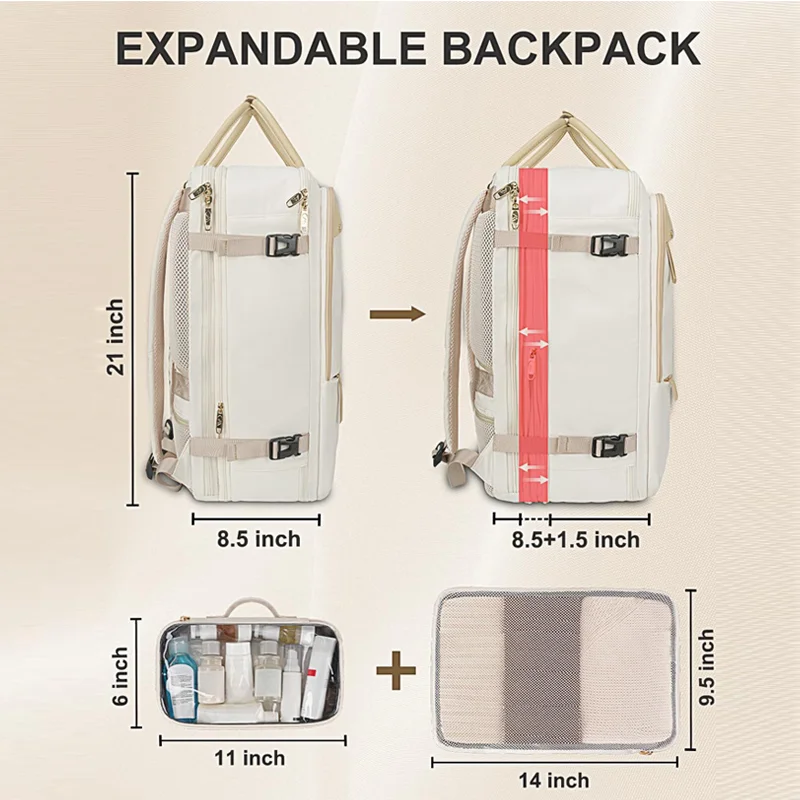 Guangzhou Fuliya Industry Co.,Ltd C-81049 Large-capacity travel backpack, expandable, laptop compartment, shoe compartment, USB port, hidden pocket, tote handle, and luggage strap - hand or backpack carry for travel, business trips, and daily use.