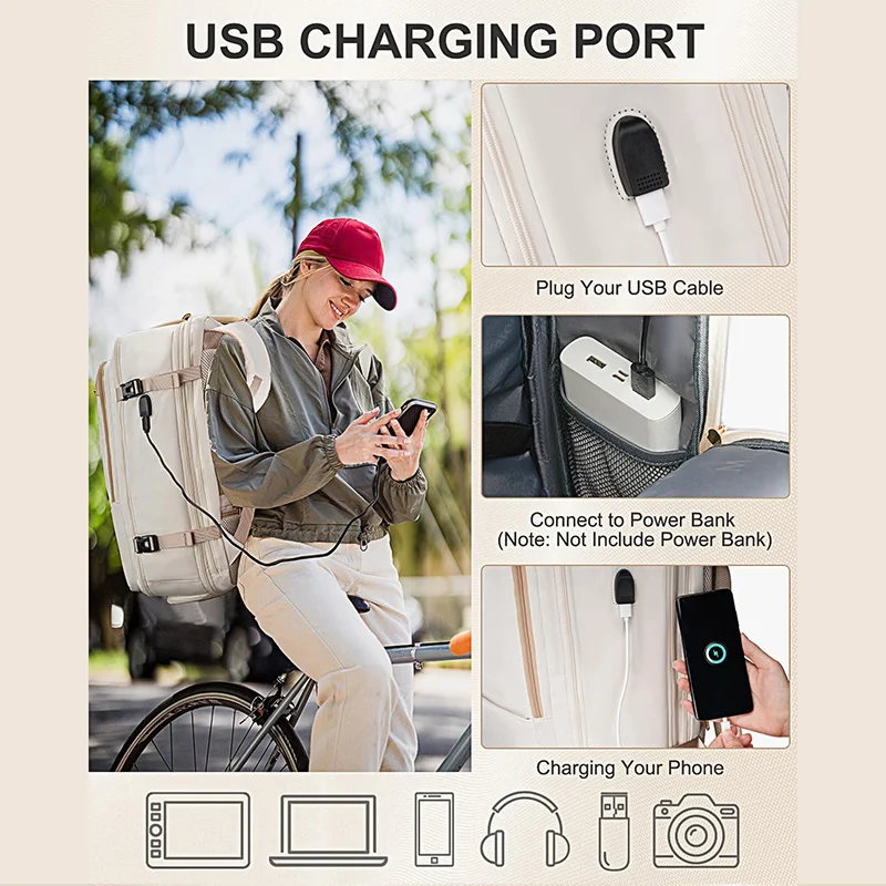 Guangzhou Fuliya Industry Co.,Ltd C-81049 Large-capacity travel backpack, expandable, laptop compartment, shoe compartment, USB port, hidden pocket, tote handle, and luggage strap - hand or backpack carry for travel, business trips, and daily use.