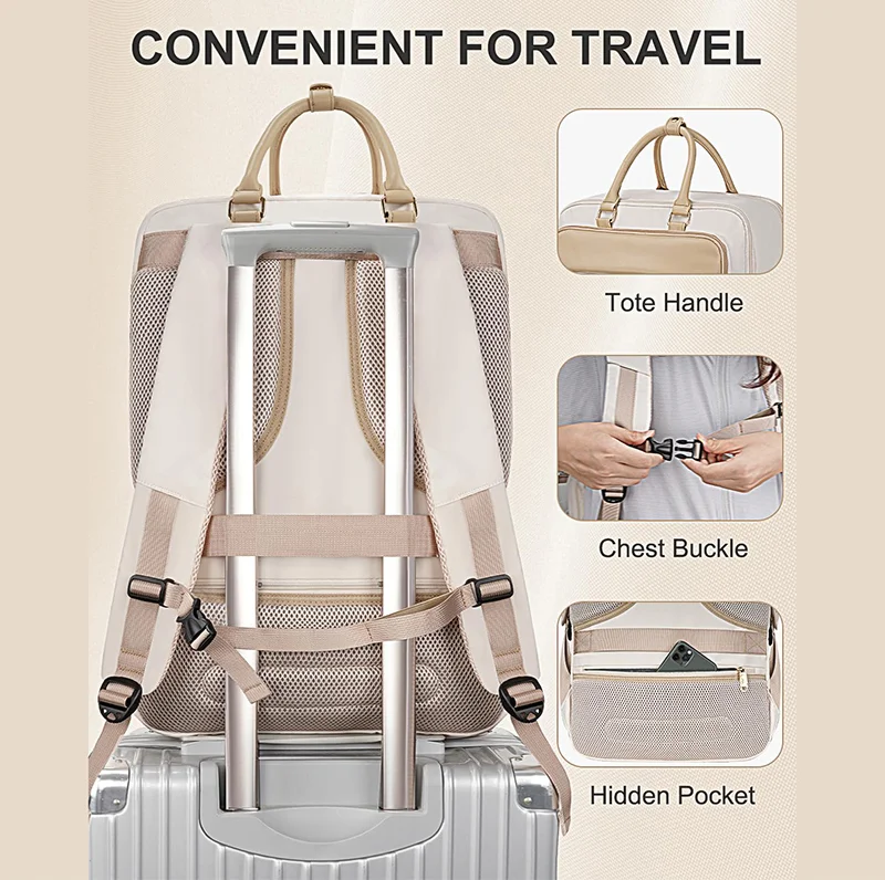 Guangzhou Fuliya Industry Co.,Ltd C-81049 Large-capacity travel backpack, expandable, laptop compartment, shoe compartment, USB port, hidden pocket, tote handle, and luggage strap - hand or backpack carry for travel, business trips, and daily use.