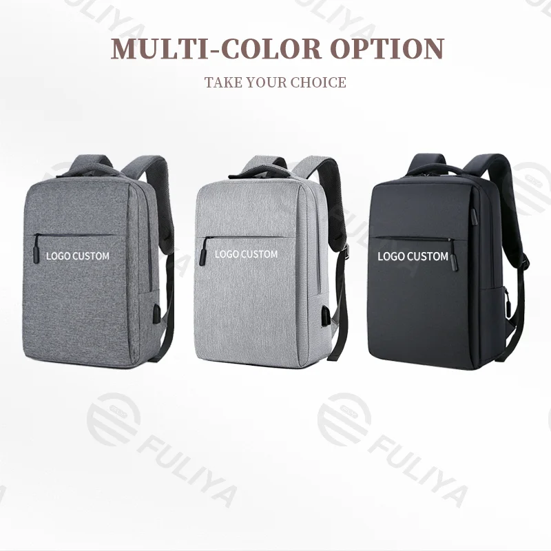 Guangzhou Fuliya Industry Co.,Ltd C-81051 Business commuter backpack, water-resistant, large capacity, laptop compartment, external USB port, dual zipper, and honeycomb breathable back panel, customizable logo - for work, business trips, and travel.