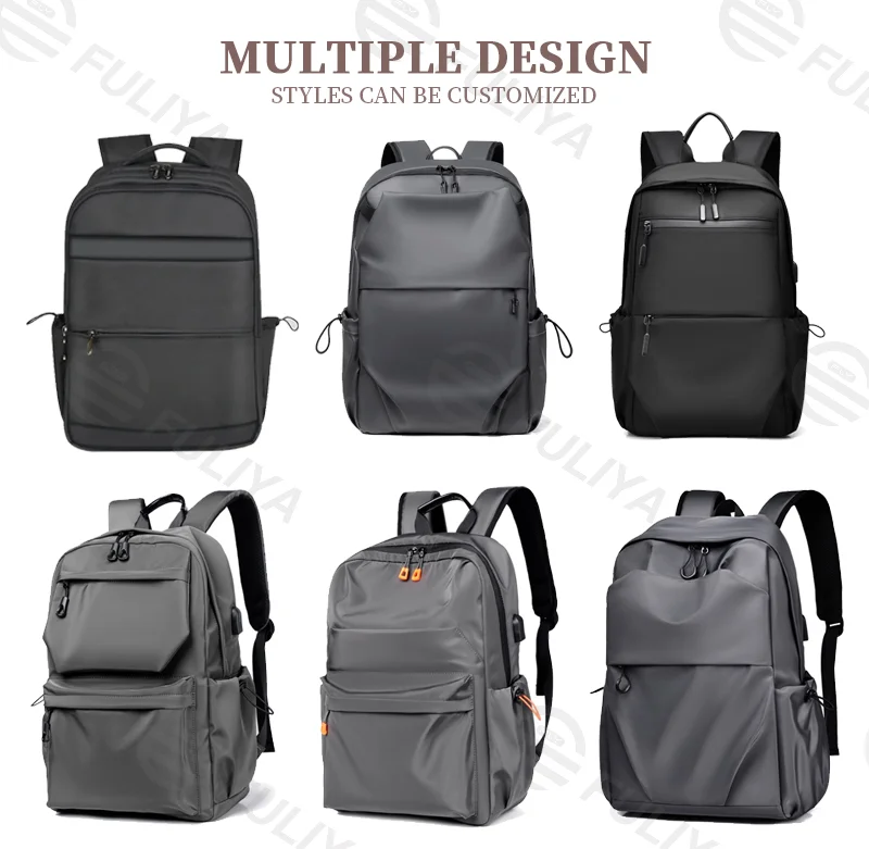 Guangzhou Fuliya Industry Co.,Ltd C-81052 Casual outdoor backpack, water-resistant, large capacity, laptop compartment, external USB port, comfortable handle, adjustable strap, and luggage strap - for travel, commuting, and school.