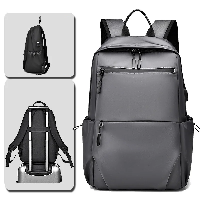 Guangzhou Fuliya Industry Co.,Ltd C-81052 Casual outdoor backpack, water-resistant, large capacity, laptop compartment, external USB port, comfortable handle, adjustable strap, and luggage strap - for travel, commuting, and school.