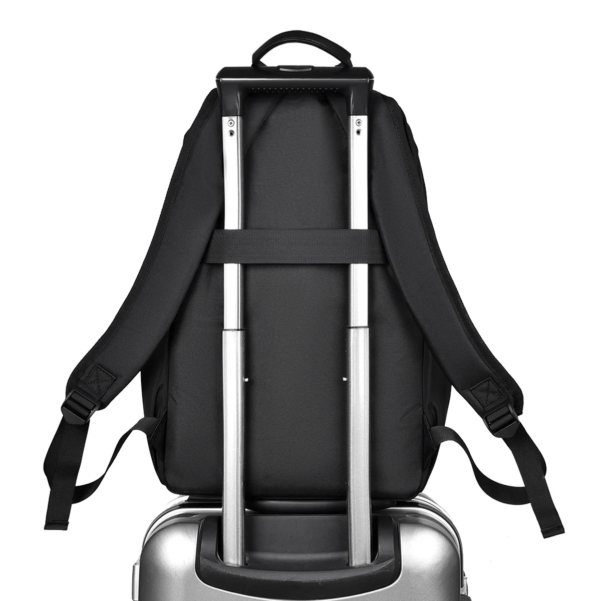 Guangzhou Fuliya Industry Co.,Ltd C-81052 Casual outdoor backpack, water-resistant, large capacity, laptop compartment, external USB port, comfortable handle, adjustable strap, and luggage strap - for travel, commuting, and school.