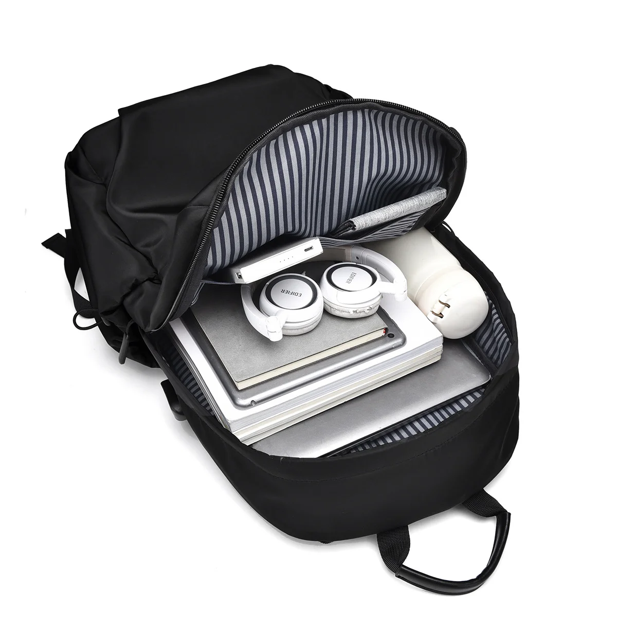 Guangzhou Fuliya Industry Co.,Ltd C-81052 Casual outdoor backpack, water-resistant, large capacity, laptop compartment, external USB port, comfortable handle, adjustable strap, and luggage strap - for travel, commuting, and school.