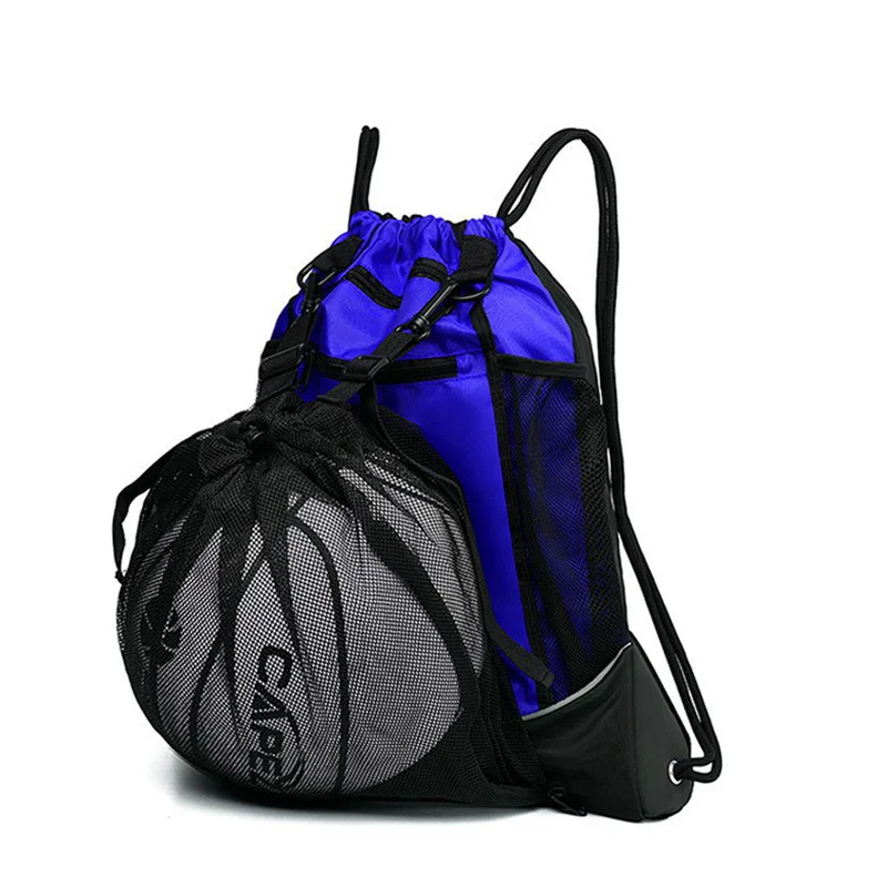 Guangzhou Fuliya Industry Co.,Ltd C-81053 Multi-functional sports drawstring backpack, large capacity, front mesh pocket for ball or shoes, main pocket for essentials, detachable strap, and thick drawstring - for training, outdoor, and travel.