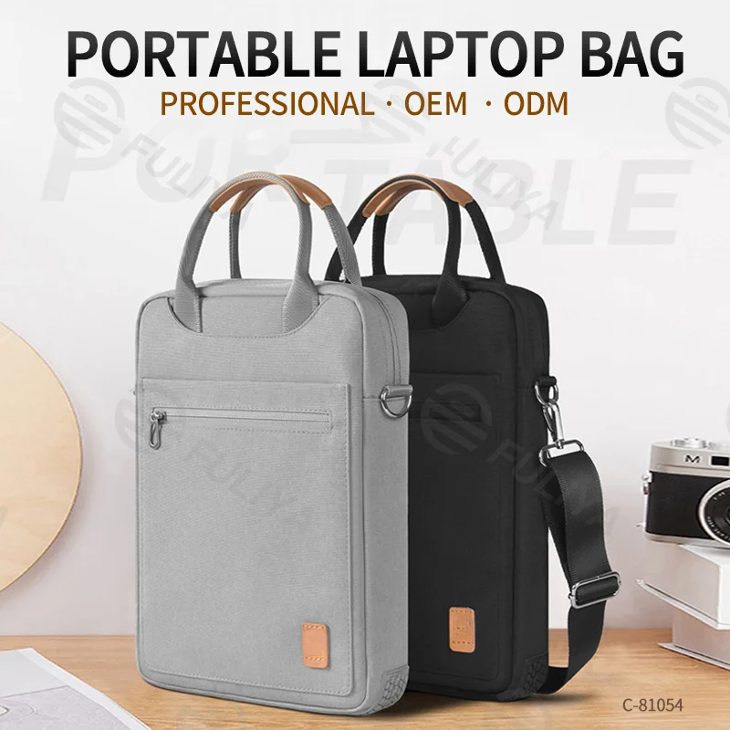 広州富麗雅実業有限会社 C-81054 手提げPCバッグ、大容量多ポケット、PC収納、前面ジッパーポケット、シリコン衝撃吸収コーナー、快適ハンドル、調節可能斜め掛けストラップ。通勤・通学・旅行に最適。