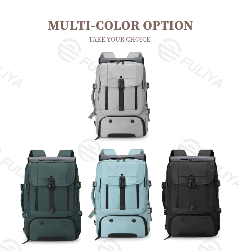 Guangzhou Fuliya Industry Co.,Ltd C-81056 Men's business travel backpack, water-resistant, large capacity, shoe compartment, laptop compartment, hidden straps, and luggage strap - backpack or shoulder carry for business trips, commuting, and short travel.