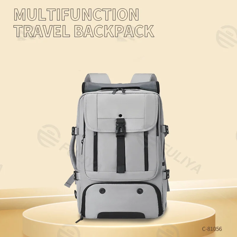 Guangzhou Fuliya Industry Co.,Ltd C-81056 Men's business travel backpack, water-resistant, large capacity, shoe compartment, laptop compartment, hidden straps, and luggage strap - backpack or shoulder carry for business trips, commuting, and short travel.