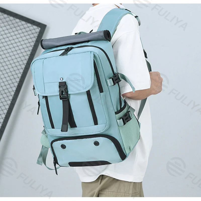 Guangzhou Fuliya Industry Co.,Ltd C-81056 Men's business travel backpack, water-resistant, large capacity, shoe compartment, laptop compartment, hidden straps, and luggage strap - backpack or shoulder carry for business trips, commuting, and short travel.