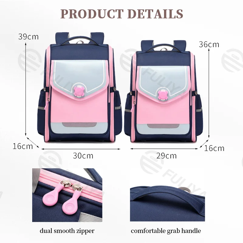 Guangzhou Fuliya Industry Co.,Ltd C-81071 Kids school backpack, water-resistant Oxford fabric, large capacity, one-piece zip-open design, comfortable handle, and widened pressure-relieving shoulder straps - for primary school daily use.