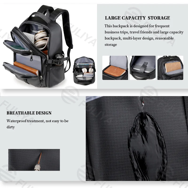 広州富麗雅実業有限会社  C-81085  ビジネス旅行PCリュック、撥水・防汚、大容量多層収納、15.6インチPC対応、PC収納、通気背パネル、スーツケース固定ベルト - 出張・通勤・通学に。